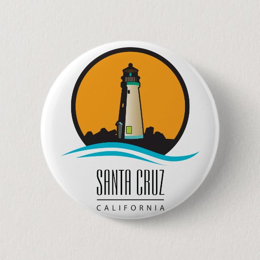 Santa Cruz California Lighthouse Ronde Button 5,7 Cm (Voorkant)