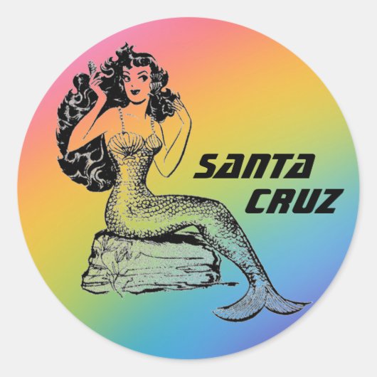 Santa Cruz California Mermaid   Ronde Sticker (Voorkant)
