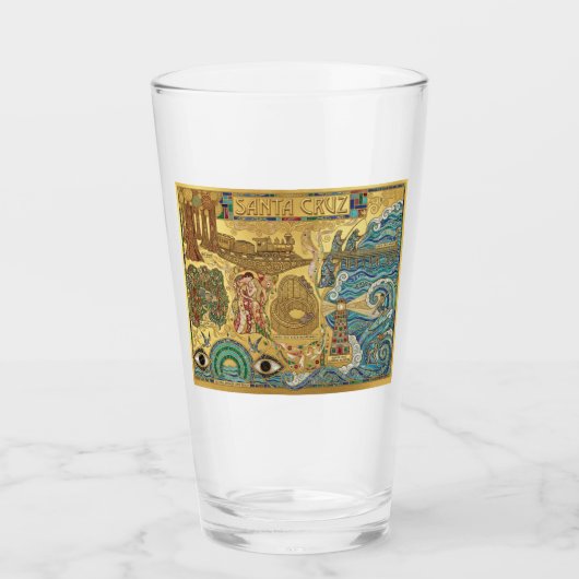 Santa Cruz California Mosaic Map Boardwalk Beach Glas (Voorkant)