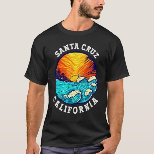 Santa Cruz California  Retro 70s 80s T-shirt (Voorkant)