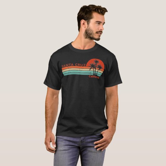 Santa Cruz California Retro  Sunset Pullove T-shirt (Voorkant volledig)