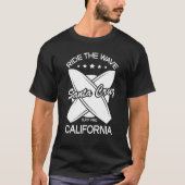 Santa Cruz California ride the the Wave Surfing T-shirt (Voorkant)