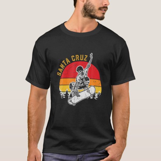 Santa Cruz California  Skeleton Skateboarde T-shirt (Voorkant)