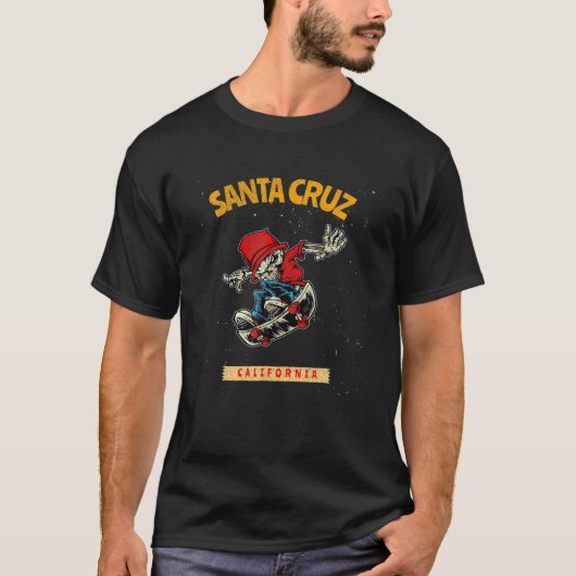 Santa Cruz California  Skeleton Skateboarde T-shirt (Voorkant)