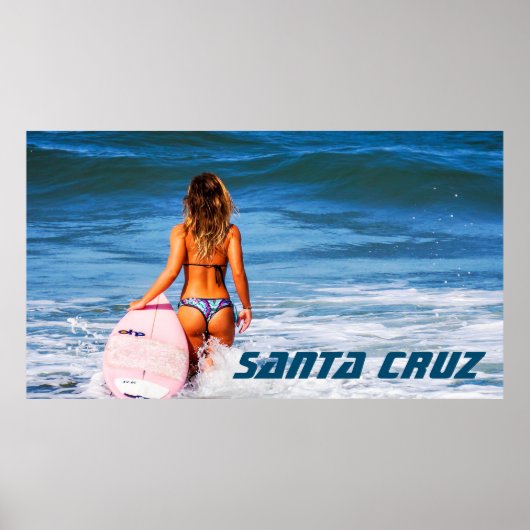 Santa Cruz California Surfer meisje Poster (Voorkant)