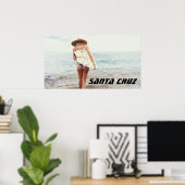 Santa Cruz California Surfer meisje Poster (Thuiskantoor)