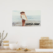 Santa Cruz California Surfer meisje Poster (Keuken)