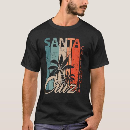 Santa Cruz California Surfer Skater  Retro T-shirt (Voorkant)