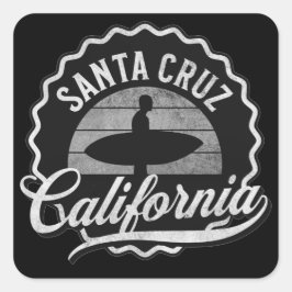 Santa Cruz California Surfing Black White Vintage Vierkante Sticker