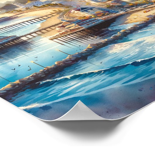 Santa Cruz California Travel Places waterverf Poster (Hoek)