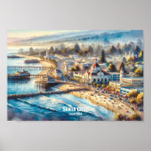 Santa Cruz California Travel Places waterverf Poster (Voorkant)