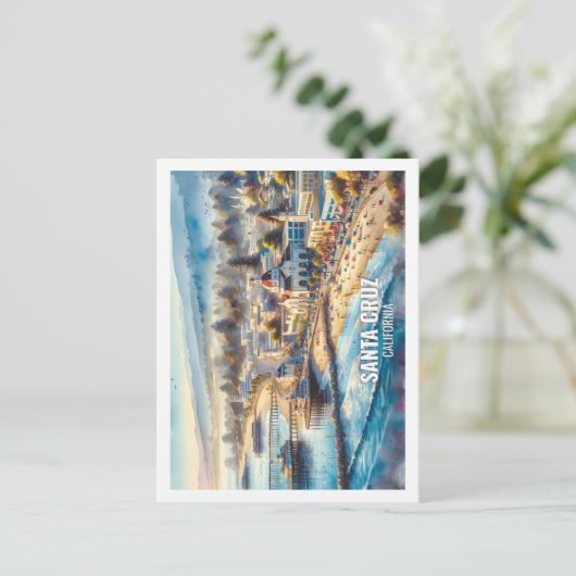 Santa Cruz California USA Famous Place waterverf Briefkaart (Staand voorkant)