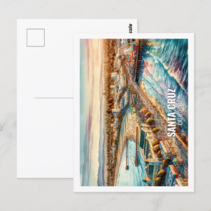 Santa Cruz California USA Famous Place waterverf Briefkaart