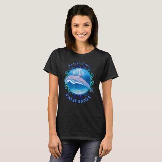 Santa Cruz California Vacation Souvenir Dolphin T-shirt (Voorkant volledig)