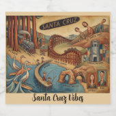 Santa Cruz California Whimsical Map UCSC Boardwalk Bier Etiket (Enkel label)