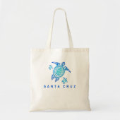Santa Cruz California Zee Blue Tribal Turtle Tote Bag (Voorkant)