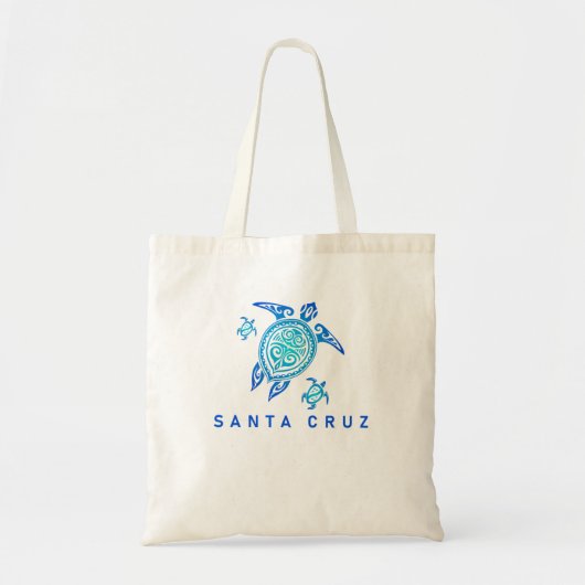 Santa Cruz California Zee Blue Tribal Turtle Tote Bag (Voorkant)