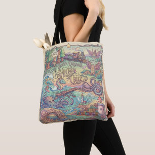 Santa Cruz Californië Geïllustreerde Droomlandscha Tote Bag