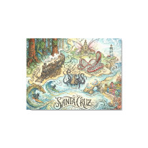 Santa Cruz Californië Geïllustreerde kaart Mythisc