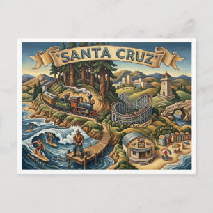 Santa Cruz Californië Geïllustreerde kaart UCSC St