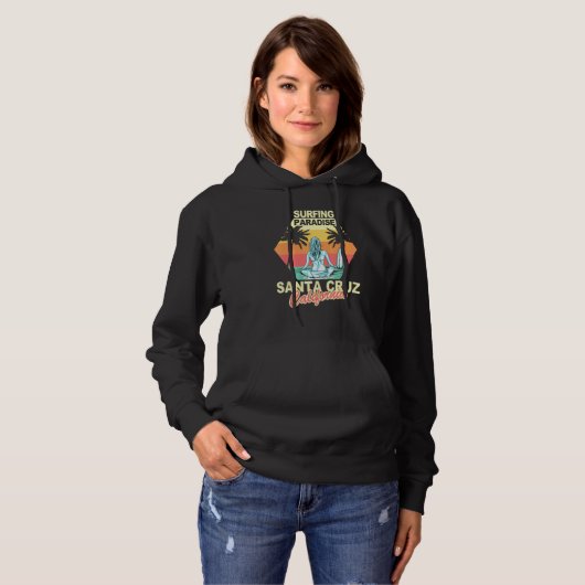 Santa Cruz Californië Surfing Paradise Meisje Zons Hoodie (Voorkant volledig)