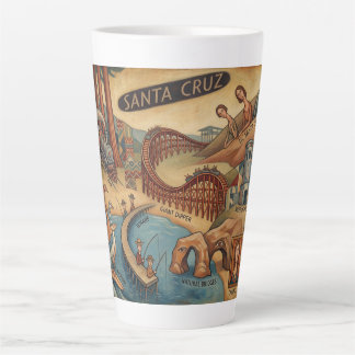 Santa Cruz Californië Whimsical Kaart UCSC Boardwa Latte Mok