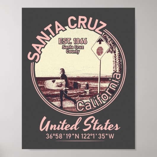 SANTA CRUZ CITY - CALIFORNIA - SURFING  POSTER (Voorkant)