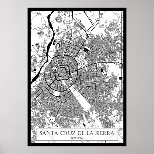 Santa Cruz de la Sierra Bolivia City Map Poster (Voorkant)