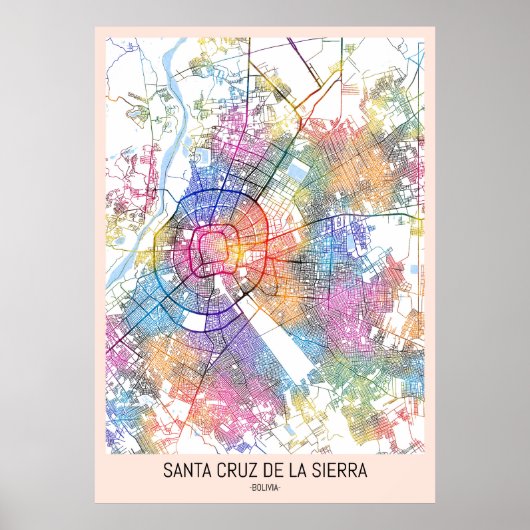 Santa Cruz de la Sierra Bolivia City Map Poster (Voorkant)