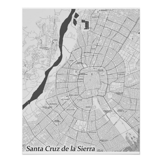 Santa Cruz de la Sierra, kaart poster (Voorkant)
