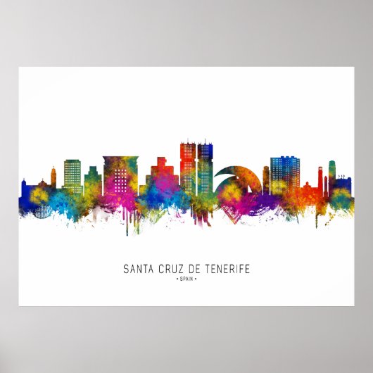 Santa Cruz de Tenerife Spain Skyline Poster (Voorkant)