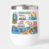 Santa Cruz Illustrated Map Boardwalk Beach Surfing (Voorkant)