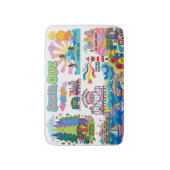 Santa Cruz Illustrated Map Boardwalk Beach Surfing Badmat (Voorkant Verticaal)