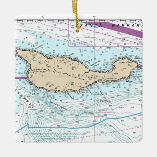 Santa Cruz Island Chart Keramisch Ornament (Voorkant)