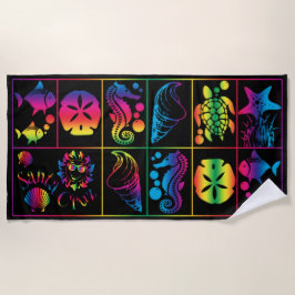 Santa Cruz kleurrijke zeeleven badhanddoek