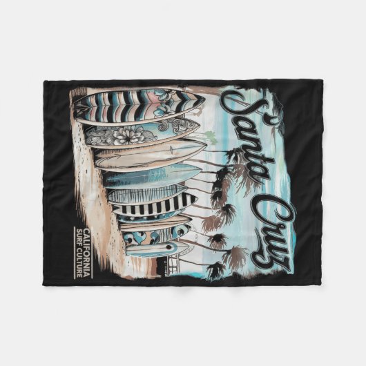 Santa Cruz Men Women California Retro Sunset Vinta Fleece Deken (Voorkant (Horizontaal))