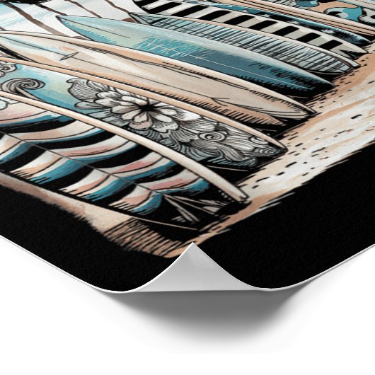 Santa Cruz Men Women California Retro Sunset Vinta Poster (Hoek)