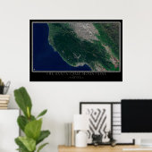 Santa Cruz Mountains California Satellite Map Poster (Thuiskantoor)