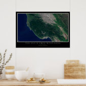 Santa Cruz Mountains California Satellite Map Poster (Keuken)