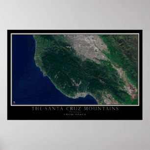 Santa Cruz Mountains California Satellite Map Poster