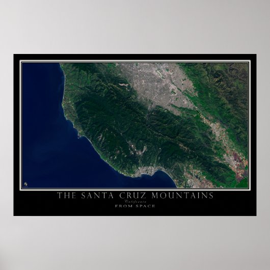 Santa Cruz Mountains California Satellite Map Poster (Voorkant)