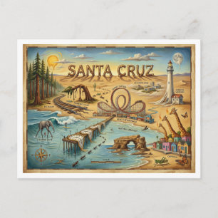 Santa Cruz Pop Art Kaart – Krachtig Kustmarkerings