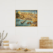 Santa Cruz Pop Art Kaart – Krachtig Kustmarkerings Poster (Keuken)