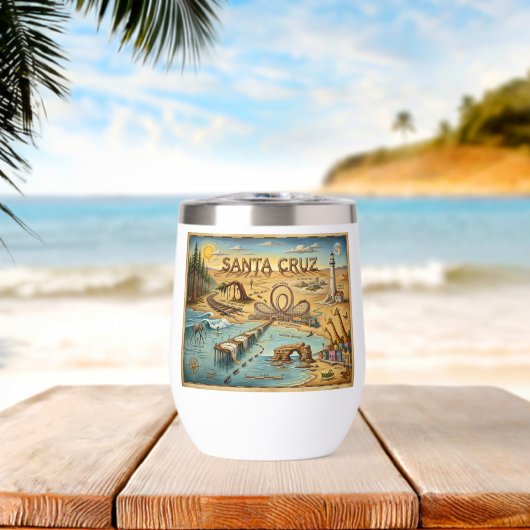 Santa Cruz Pop Art Map – Bold Coastal Landmark (Strand (Gedraaid)  )