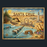 Santa Cruz Pop Art Map – Bold Coastal Landmark Poster<br><div class="desc">This bold Santa Cruz illustrated map blends pop‑art energy with iconic local landmarks, creating a vibrant design perfect for tourists, locals, and art lovers. Featuring Big Basin, Steamer Lane, the Wharf, the Boardwalk, UCSC, Natural Bridges, Capitola, and more, it captures the lively spirit of Santa Cruz in a playful, eye‑catching...</div>