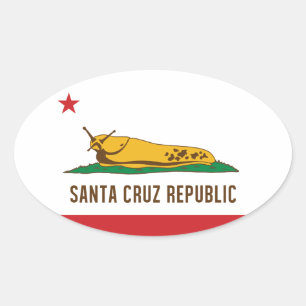 Santa Cruz Republiek Banaan Slug Vlag Ovale Sticker
