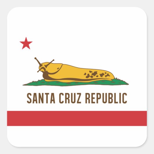 Santa Cruz Republiek Banaan Slug Vlag Vierkante Sticker (Voorkant)