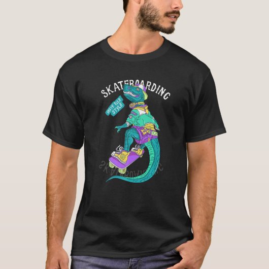 Santa Cruz Retro  Dinosaur Skateboard Skat T-shirt (Voorkant)