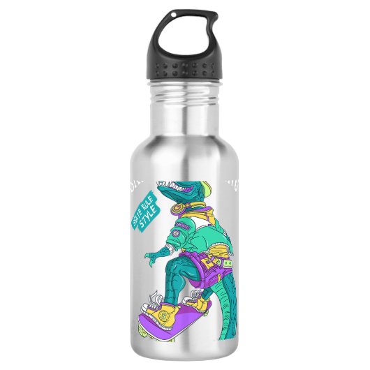 Santa Cruz Retro Funny Dinosaur Skateboard Waterfles (Voorkant)