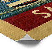 Santa Cruz Sailboot Vintage Travel California Poster (Hoek)